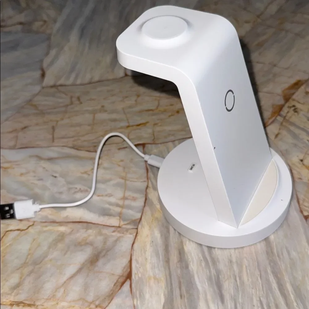 3-in-1 Wireless Charging Station Dock for Smartphone Watch and Earbuds White